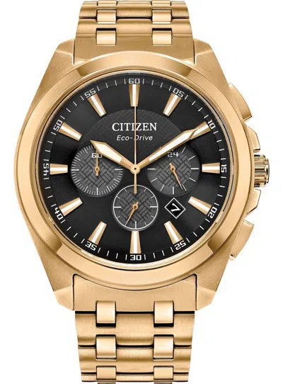 Pre-owned Citizen Ca4512-50e Eco-drive Men's Chronograph Gold-tone Stainless Steel Watch