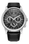 Citizen Calender Eco-drive Leather Strap Multifunction Watch, 44mm
