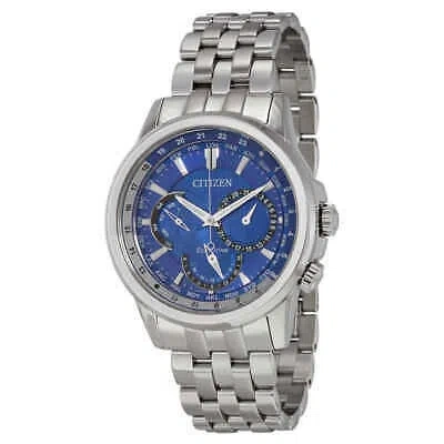 Pre-owned Citizen Calendrier Eco-drive World Time Dark Blue Dial Men's Watch Bu2021-51l