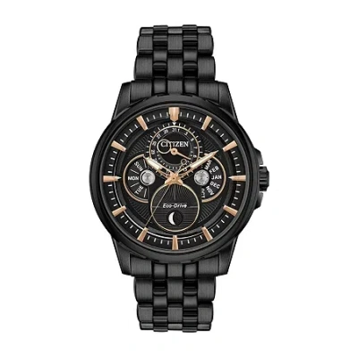 Citizen Calendrier Mens Gray Stainless Steel Bracelet Watch Bu0057-54e In Black