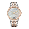Citizen Calendrier Womens Diamond Accent Two Tone Stainless Steel Bracelet Watch Fd0006-56d In Multi