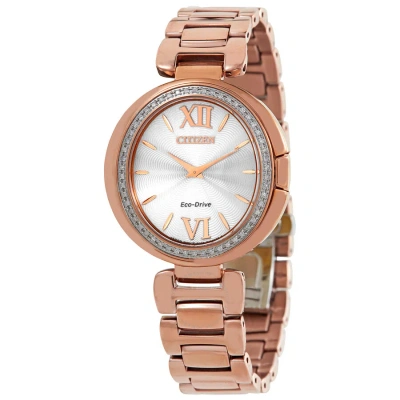Citizen Capella Diamond Silver Dial Ladies Watch Ex1503-54a In Gold / Gold Tone / Pink / Rose / Rose Gold Tone / Silver