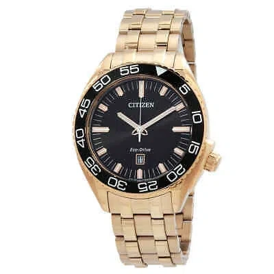 Pre-owned Citizen Carson Eco-drive Black Dial Men's Watch Aw1773-55e