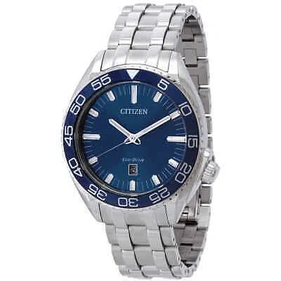 Pre-owned Citizen Carson Eco-drive Blue Dial Men's Watch Aw1770-53l