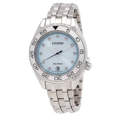 Pre-owned Citizen Carson Eco-drive Diamond Ladies Watch Fe6161-54l
