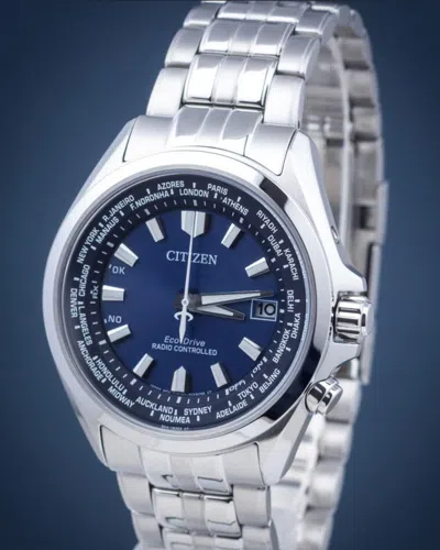 Pre-owned Citizen Cb0220-85l Blue Dial Radio Controlled World Time Men's Eco-drive Watch