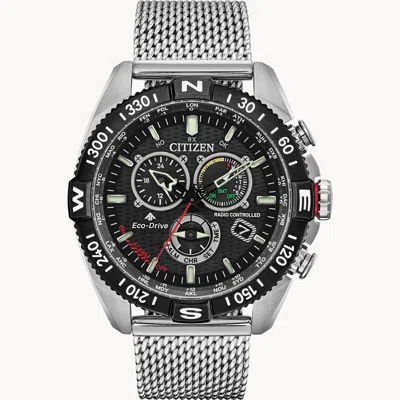 Pre-owned Citizen Cb5840-59e Promaster Navihawk Radio Controlled World Time Watch
