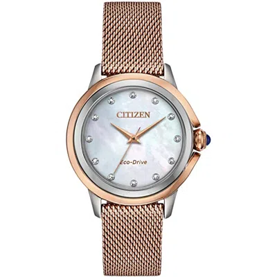Citizen Ceci Diamond Mother Of Pearl Dial Ladies Watch Em0796-75d In Mother Of Pearl/pink/two Tone/silver Tone/rose Gold Tone/gold Tone