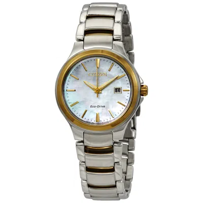Citizen Chandler Light Blue Mother Of Pearl Dial Ladies Watch Ew2524-55n In Mother Of Pearl/blue/two Tone/silver Tone/gold Tone