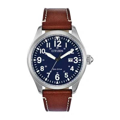 Citizen Chandler Mens Brown Leather Strap Watch Bm6838-17l In Black