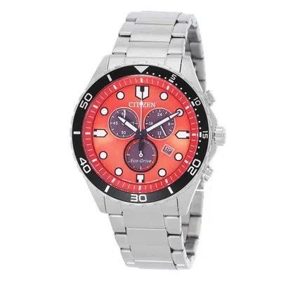 Pre-owned Citizen Chrono Sporty-aqua Chronograph Orange Dial Men's Watch At2560-84x