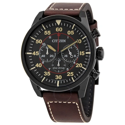 Citizen Chronograph Black Dial Brown Leather Men's Watch Ca4218-14e