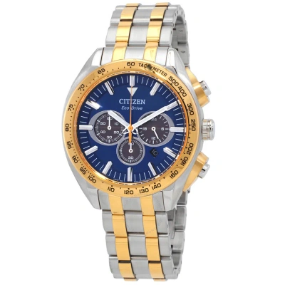 Citizen Chronograph Blue Dial Watch Ca4544-53l In Two Tone  / Blue / Gold Tone / Rose / Rose Gold Tone