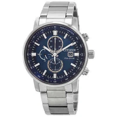 Pre-owned Citizen Chronograph Eco-drive Blue Dial Men's Watch Ca0840-87l