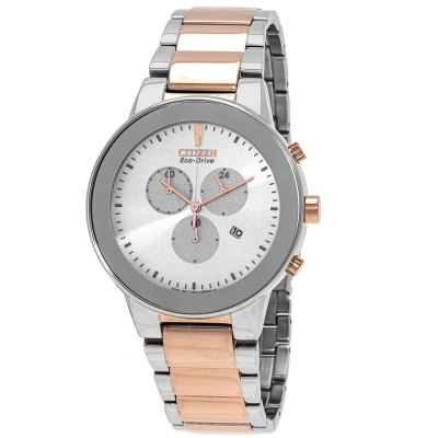 Citizen Chronograph Gmt White Dial Two-tone Men's Watch At2244-84a In Two Tone  / Gold Tone / Rose / Rose Gold Tone / White