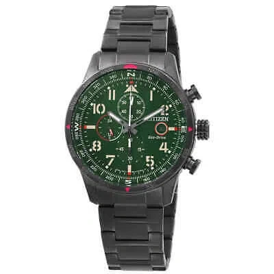 Pre-owned Citizen Chronograph Green Dial Men's Watch Ca0797-84x