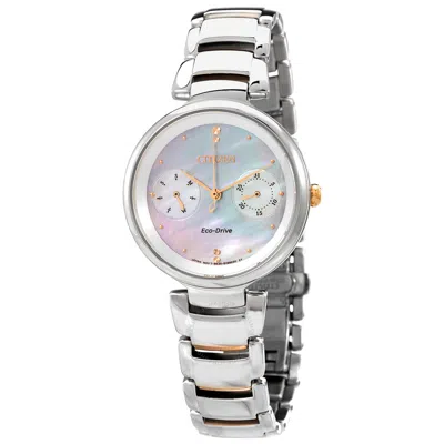 Citizen Chronograph Mother Of Pearl Crystal Dial Ladies Watch Fd1106-81d In Neutral