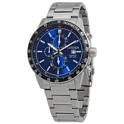 Citizen Chronograph Quartz Blue Dial Men's Watch An3600-59l In Black / Blue