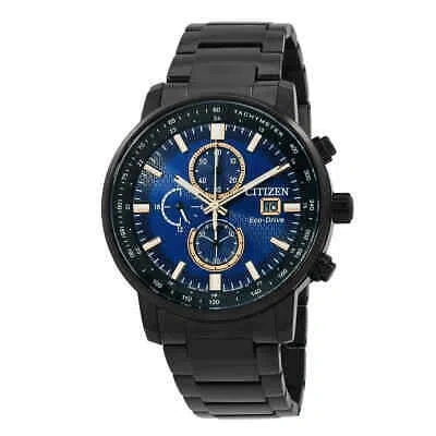 Pre-owned Citizen Chronograph Quartz Blue Dial Men's Watch Ca0845-83l
