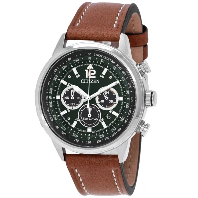 Citizen Chronograph Quartz Green Dial Men's Watch Ca4470-15x In Brown / Green