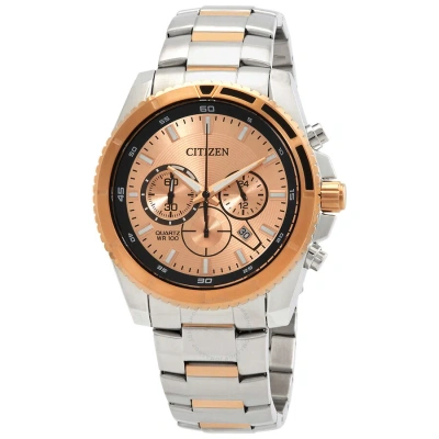Citizen Chronograph Quartz Rose Gold Dial Men's Watch An8204-59x In Two Tone  / Gold / Gold Tone / Rose / Rose Gold / Rose Gold Tone