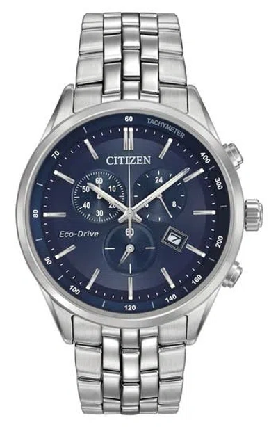 Citizen Chronograph Stainless Steel Bracelet Watch, 42mm In Silver