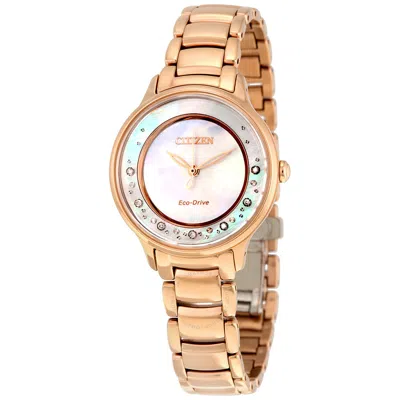 Citizen Circle Of Time Eco-drive Mother Of Pearl Dial Ladies Watch Em0382-86d In Gold