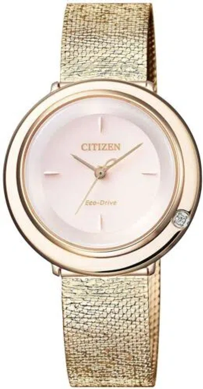 Pre-owned Citizen L Eco Drive Ambiluna Em0643-92x Gold Women's Watch 2018