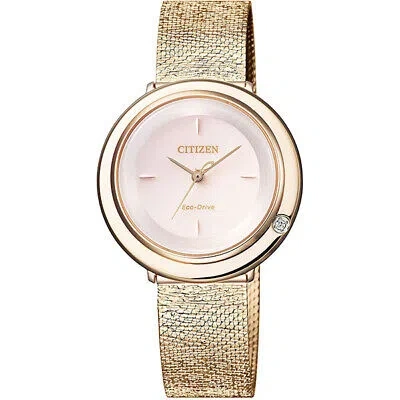 Pre-owned Citizen L Eco-drive Ambiluna Em0643-92x Pink Women's Watch In Box