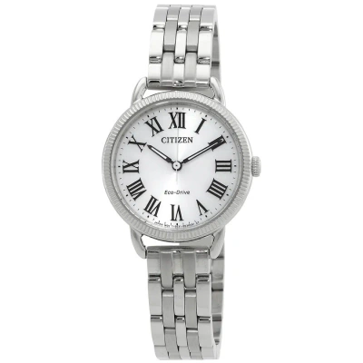 Citizen Classic Coin Edge Eco-drive Silver Dial Ladies Watch Em1050-56a In Metallic
