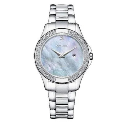 Citizen Classic Eco-drive Crystal Mother Of Pearl Dial Ladies Watch Ew2640-54y In Mop / Mother Of Pearl
