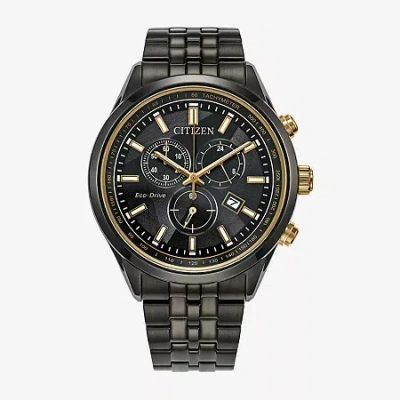 Citizen Classic Eco Mens Chronograph Gray Stainless Steel Bracelet Watch At2576-68e In Black