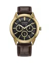 Citizen Mens Brown Leather Strap Watch Bu2112-06e In Black/brown