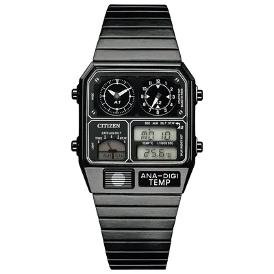 Pre-owned Citizen Collection Ana-digi Temp Jg2105-93e Analog Digital Black Watch Unisex