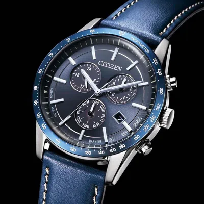 Pre-owned Citizen Collection Bl5490-09m Chronograph Eco-drive Solar Watch Blue Dial 39.5mm