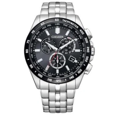 Pre-owned Citizen Collection Cb5874-90e Eco-drive Chronograph Atomic Radio Men`s Watch