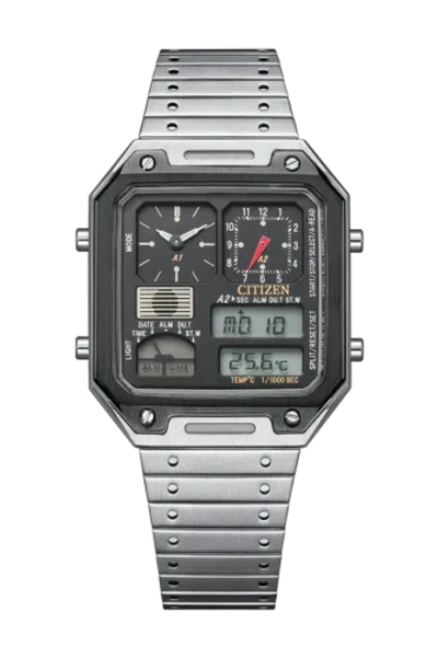 Pre-owned Citizen Collection Jg2126-69e Record Label Thermo Sensor Watch Ana-digi Temp