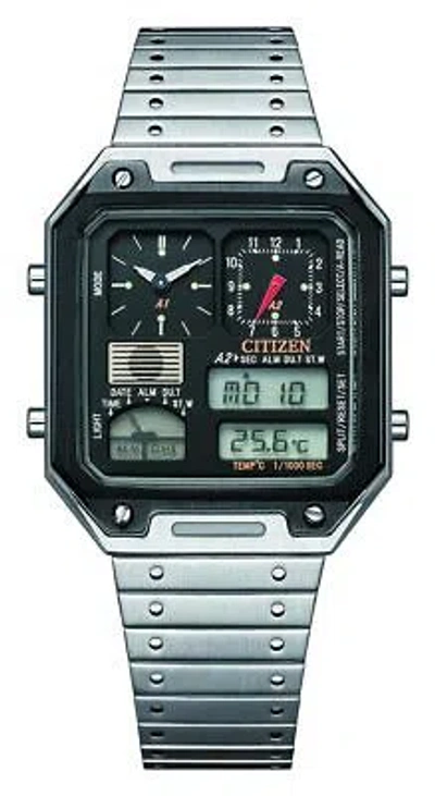 Pre-owned Citizen Collection Jg2126-69e Record Label Thermo Sensor Watch Ana-digi Temp