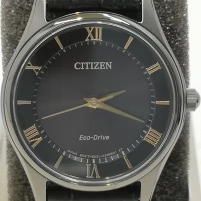 Pre-owned Citizen Collection Limited Em0406-12e Black Solar Leather Women Watch In Box