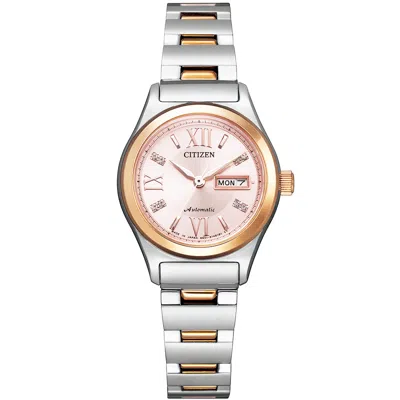Pre-owned Citizen Collection Pd7166-54w Automatic Watch Silver Pink Gold Dial 27.0mm Women