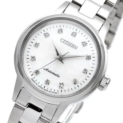Pre-owned Citizen Collection Pr1030-57d Automatic Watch Silver Mother Of Pearl Dial 27.4mm