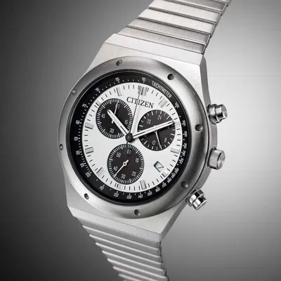 Pre-owned Citizen Collection Record Label 1984 Chronograph At2541-54a Eco-drive Watch 38mm