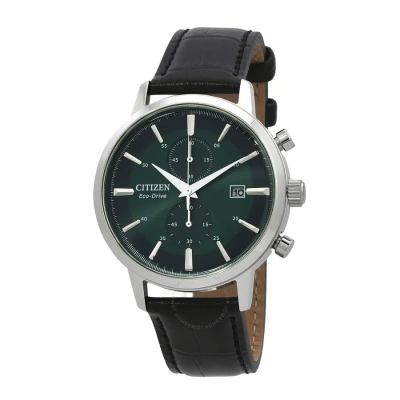 Citizen Core Collection Chronograph Quartz Green Dial Men's Watch Ca7069-24x In Black