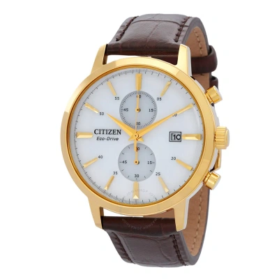 Citizen Core Collection Chronograph Quartz White Dial Men's Watch Ca7062-15a In Brown / Gold Tone / White