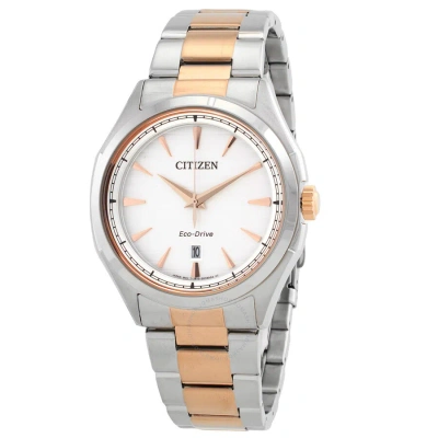 Citizen Core Eco-drive White Dial Two-tone Men's Watch Aw1756-89a In Two Tone  / Gold Tone / Rose / Rose Gold Tone / White