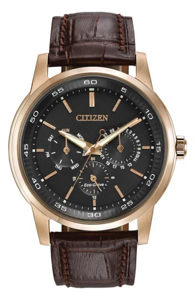 Citizen Eco-drive Mens Brown Leather Strap Watch Bu2013-08e