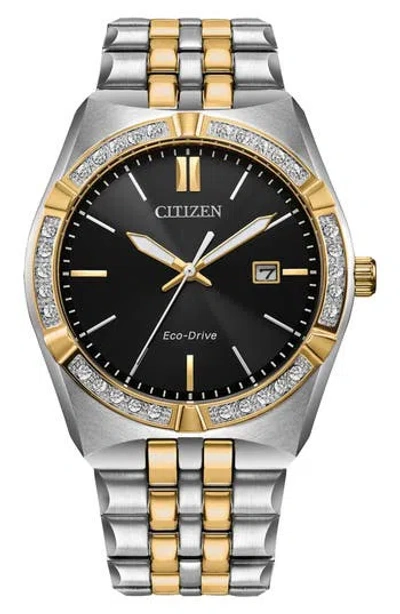 Citizen Corso Eco-drive Diamond Two-tone Bracelet Watch, 40mm In Gold