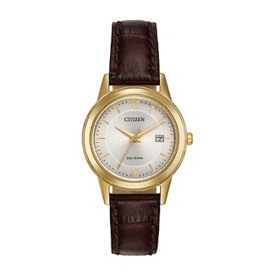Citizen Corso Womens Brown Leather Strap Watch Fe1082-05a In Transparent