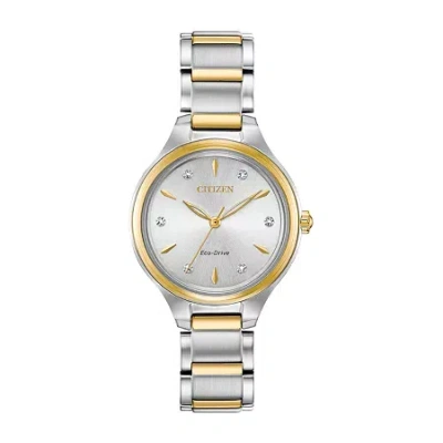 Citizen Corso Womens Diamond Accent Two Tone Stainless Steel Bracelet Watch Fe2104-50a In Multi
