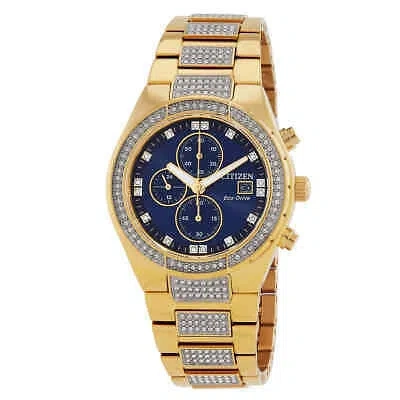 Pre-owned Citizen Crystal Chronograph Blue Dial Men's Watch Ca0752-58l